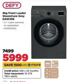 HiFi Corp DEFY 8kg Front Loader SteamCure Grey offer