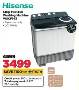 HiFi Corp Hisense 14kg TwinTub Washing Machine offer