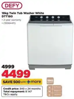 HiFi Corp DEFY 18kg Twin Tub Washer White offer