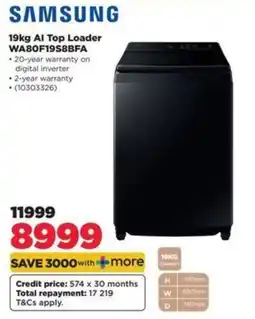 HiFi Corp Samsung 19kg AI Top Loader offer