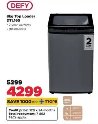 DEFY 8kg Top Loader DTL165