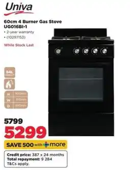 HiFi Corp Univa 60cm 4 Burner Gas Stove offer