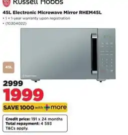 HiFi Corp Russell Hobbs 45L Electronic Microwave Mirror offer