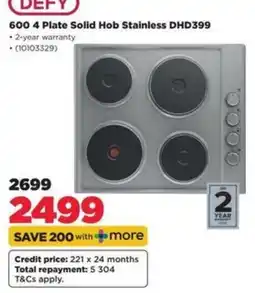 HiFi Corp DEFY 600 4 Plate Solid Hob Stainless DHD399 offer