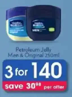 Clicks Vaseline Petroleum Jelly Men & Original offer