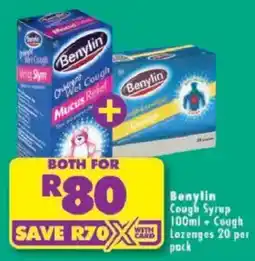 Shoprite Benylin Cough Syrup + Cough Lozenges offer