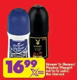 Shoprite Shower To Shower/Playboy/Playgirl Roll-On offer
