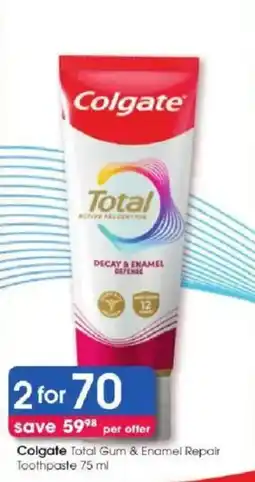 Clicks Colgate Total Gum & Enamel Repair Toothpaste offer