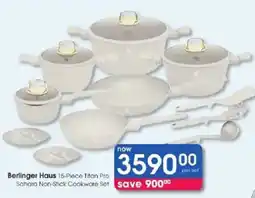 Clicks Berlinger Haus 15-Piece Titan Pro Sahara Non-Stick Cookware Set offer