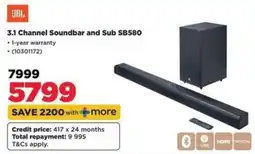 HiFi Corp JBL 3.1 Channel Soundbar and Sub SB580 offer