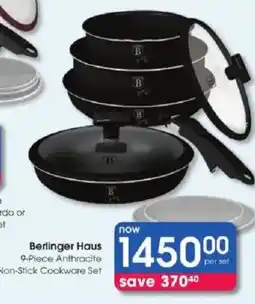 Clicks Berlinger Haus 9-Piece Anthracite Non-Stick Cookware Set offer