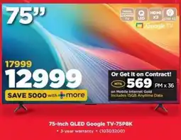 HiFi Corp 75-Inch QLED Google TV-75P8K offer