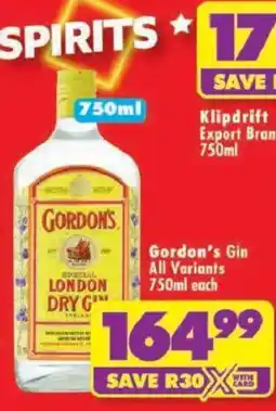 Shoprite Gordon's Gin offer