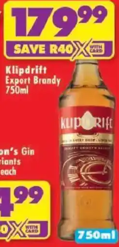 Shoprite Klipdrift Export Brandy offer