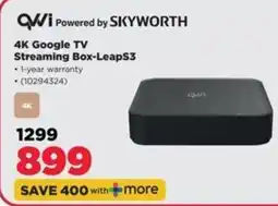 HiFi Corp QWi Powered by SKYWORTH 4K Google TV Streaming Box-LeapS3 offer