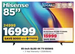 HiFi Corp Hisense 85-inch QLED 4K TV-85Q6Q offer