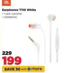 HiFi Corp JBL Earphones T110 White offer