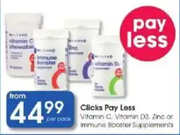 Clicks Melissa Vitamin C chewable, Melissa Immune booster supplement, Melissa Vitamin D3 supplement offer