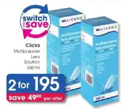 Clicks Clicks Multipurpose Lens Solution offer