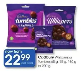 Clicks Cadbury Whispers or Tumbles offer
