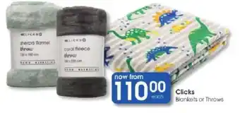 Clicks Clicks blankets or throws offer