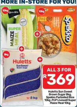 Pick n Pay Hulett's Sun Sweet Brown Sugar Spekko Parboiled Rice PnP Livewell Super Maize Meal offer