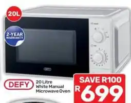 Pick n Pay DEFY 20 Litre White Manual Microwave Oven offer