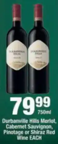 OK Foods Durbanville Hills Merlot, Cabernet Sauvignon, Pinotage or Shiraz Red Wine offer