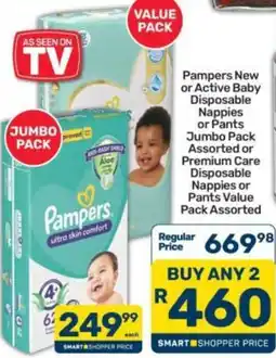 Pick n Pay Pampers New or Active Baby Disposable Nappies or Pants Jumbo Pack Assorted offer