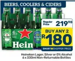 Pick n Pay Heineken Lager, Silver or 0% Alcohol offer
