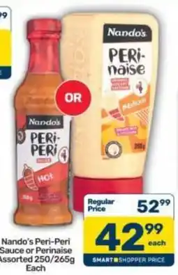 Pick n Pay Nando's Peri-Peri Sauce or Perinaise Assorted offer