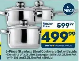Pick n Pay 6-Piece Stainless Steel Cookware Set with Lids offer