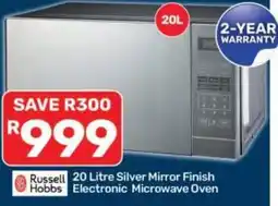 Pick n Pay Russell Hobbs 20 Litre Silver Mirror Finish Electronic Microwave Oven offer