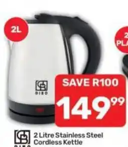 Pick n Pay 2 Litre Stainless Steel Cordless Kettle offer