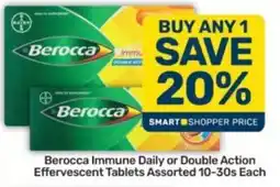 Pick n Pay Berocca Immune Daily or Double Action Effervescent Tablets Assorted offer