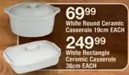OK Foods White Round Ceramic Casserole offer