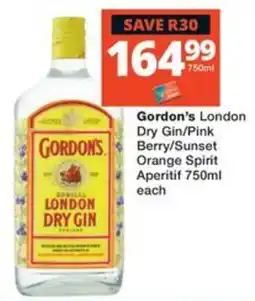 Checkers Liquor Shop Gordon's London Dry Gin offer