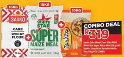 OK Grocer Sasko Cake Wheat Flour PLUS White Star Super Maize Meal PLUS Spekko Long Grain Parboiled White Rice offer