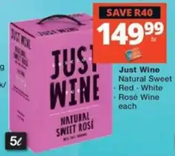 Checkers Liquor Shop Just Wine Natural Sweet Rosé offer
