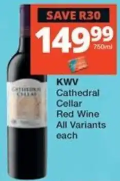 Checkers Liquor Shop KVV Cathedral Cellar Red Wine offer