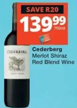 Checkers Liquor Shop Cederberg Merlot Shiraz Red Blend Wine offer