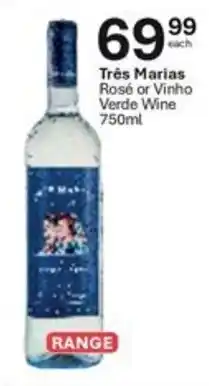 Liquor City Trés Marias Rosé or Vinho Verde Wine offer
