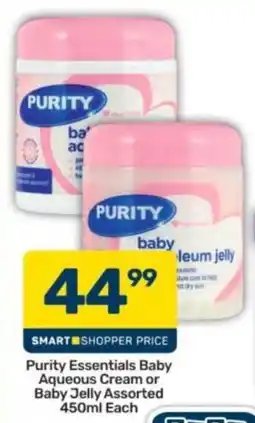 Pick n Pay Purity Essentials Baby Aqueous Cream or Baby Jelly Assorted offer