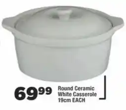 OK Foods Round Ceramic White Casserole offer