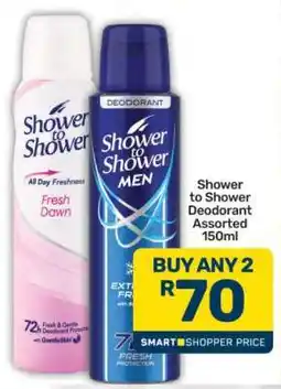 Pick n Pay Shower To Shower Deodorant Assorted 150ml offer