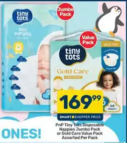 Pick n Pay PnP Tiny Tots Disposable Nappies Jumbo Pack or Gold Care Value Pack offer