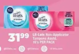 OK Foods Lil-Lets Non-Applicator Tampons Assorted offer