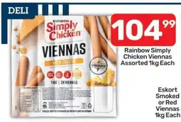 Pick n Pay Rainbow Simply Chicken Viennas Assorted 1kg Each offer