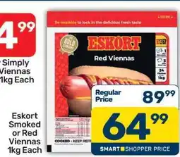 Pick n Pay Eskort Smoked or Red Viennas 1kg Each offer