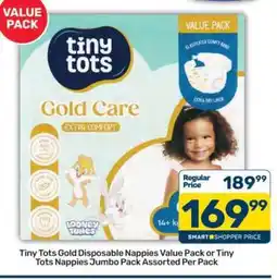 Pick n Pay Tiny Tots Gold Disposable Nappies Value Pack offer